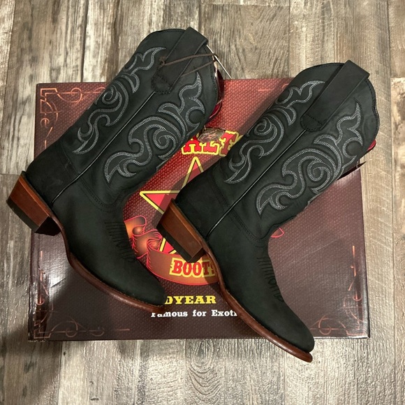 NWT Los Altos Black Leather Western Boots Size 6 - Picture 8 of 16